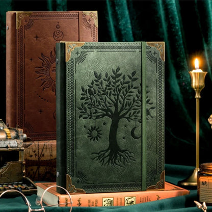 Vintage Leather Journal, Handmade Embossed Tree of Life Travel Notebook, Refillable Writing Diary