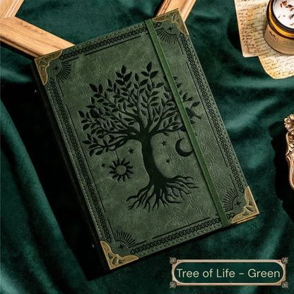 Vintage Leather Journal, Handmade Embossed Tree of Life Travel Notebook, Refillable Writing Diary