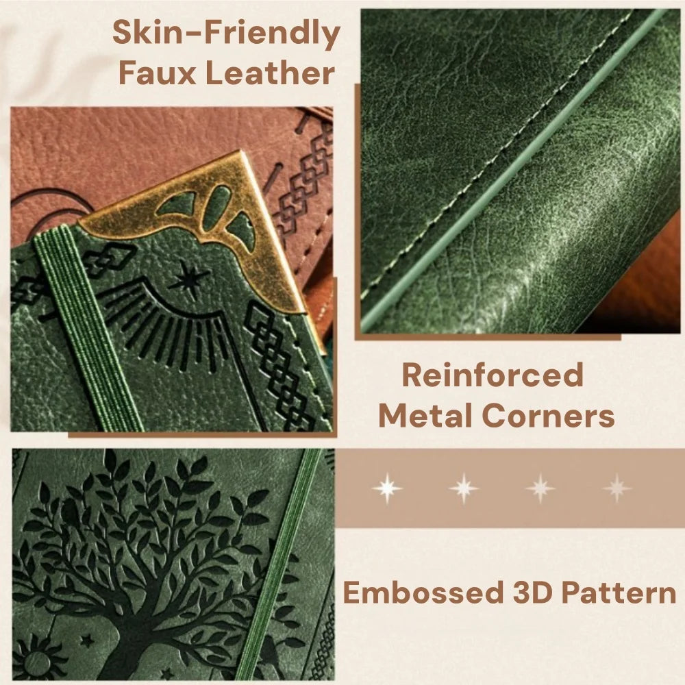 Vintage Leather Journal, Handmade Embossed Tree of Life Travel Notebook, Refillable Writing Diary