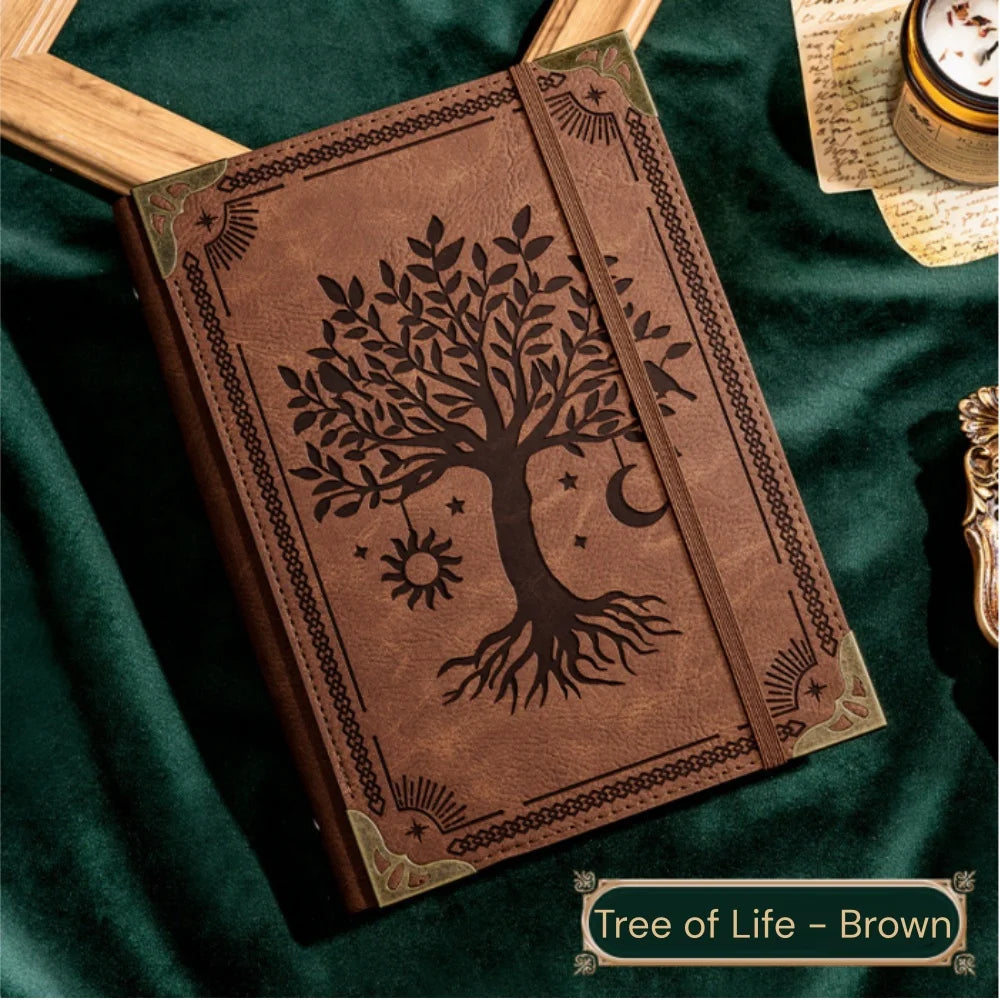 Vintage Leather Journal, Handmade Embossed Tree of Life Travel Notebook, Refillable Writing Diary