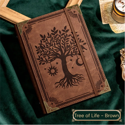 Vintage Leather Journal, Handmade Embossed Tree of Life Travel Notebook, Refillable Writing Diary